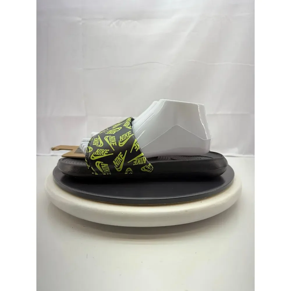 Nike Victori One‎ Slide Print Mens 8 Black Volt Logo Sport Sandals Slip On Shoes